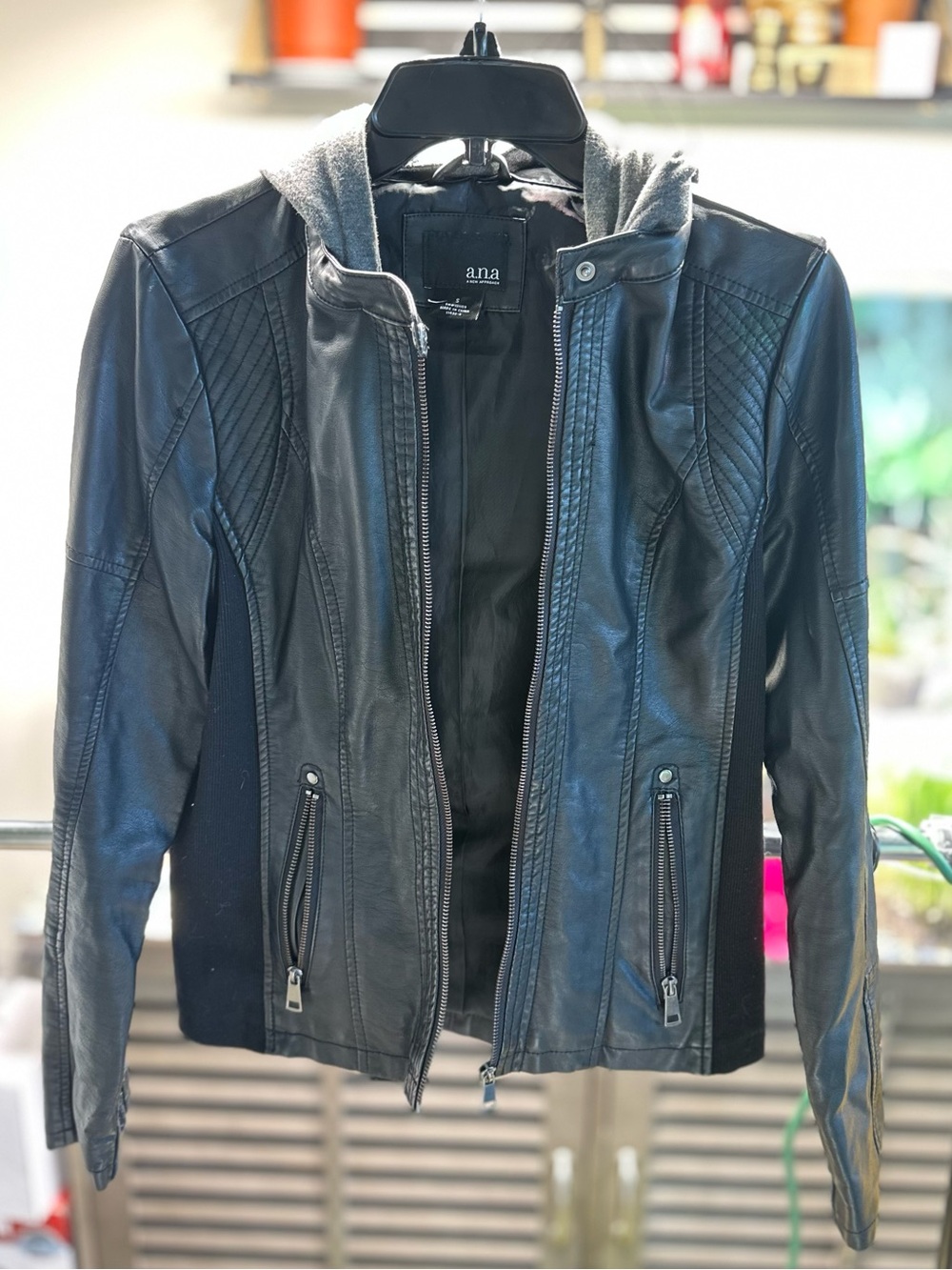 a.n.a Women’s Black Faux Leather Jacket Size S